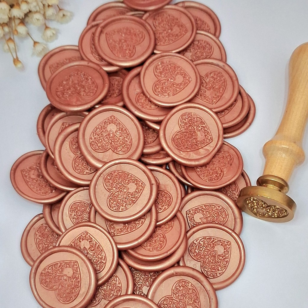 Lacre de Cera Convite de Casamento Modelo Coração