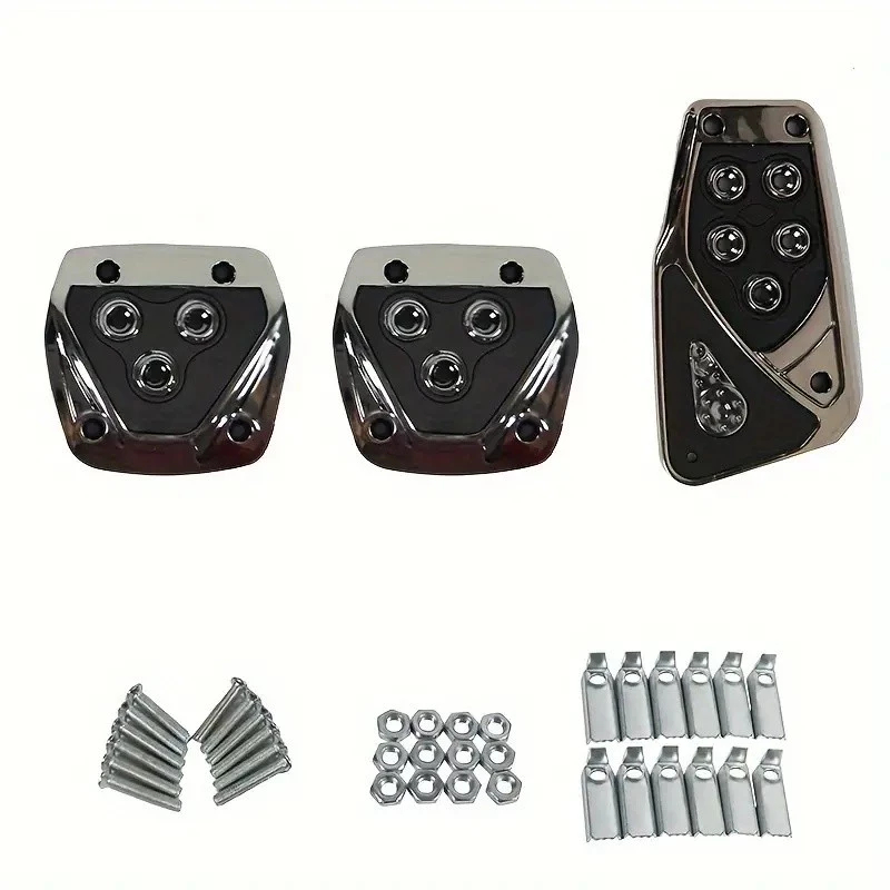 Kit 3 Peças Pedaleiras Esportivas Automotiva Carros Tuning Acessórios Universal preto