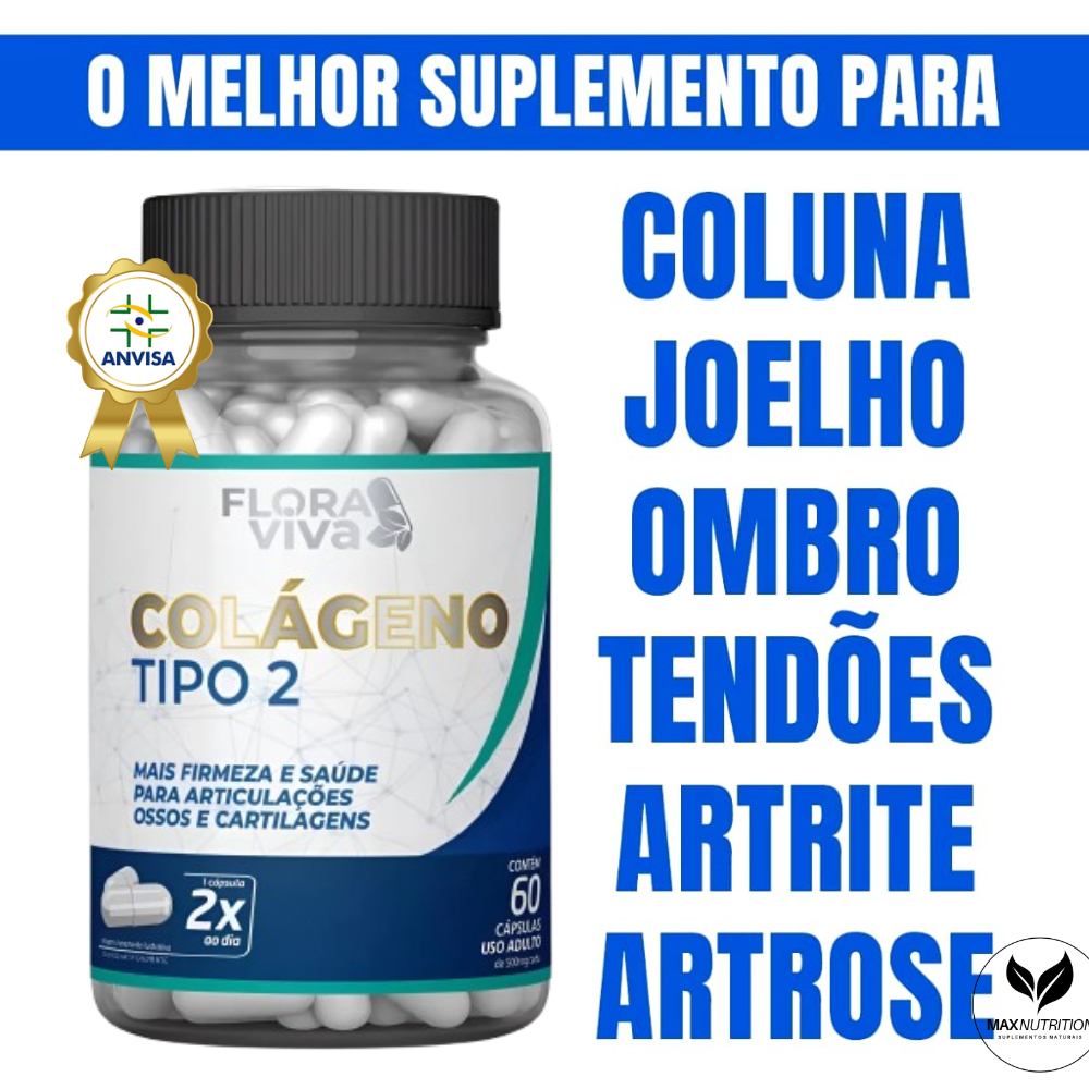 colageno tipo 2  – 60 Cápsulas – Fortalece Articulações, Pele, cabelo e unhas  – Não Desnaturado