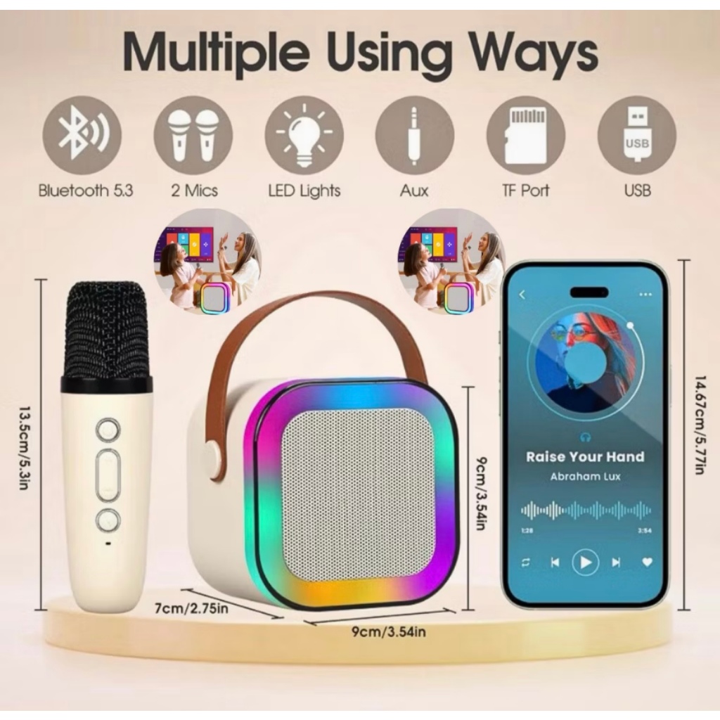 Alto-Falante bluetooth Karaoke Microfone Duplo Sem Fio
