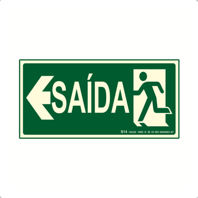 Placa De Sinalização Saída Esquerda S14 Verde R