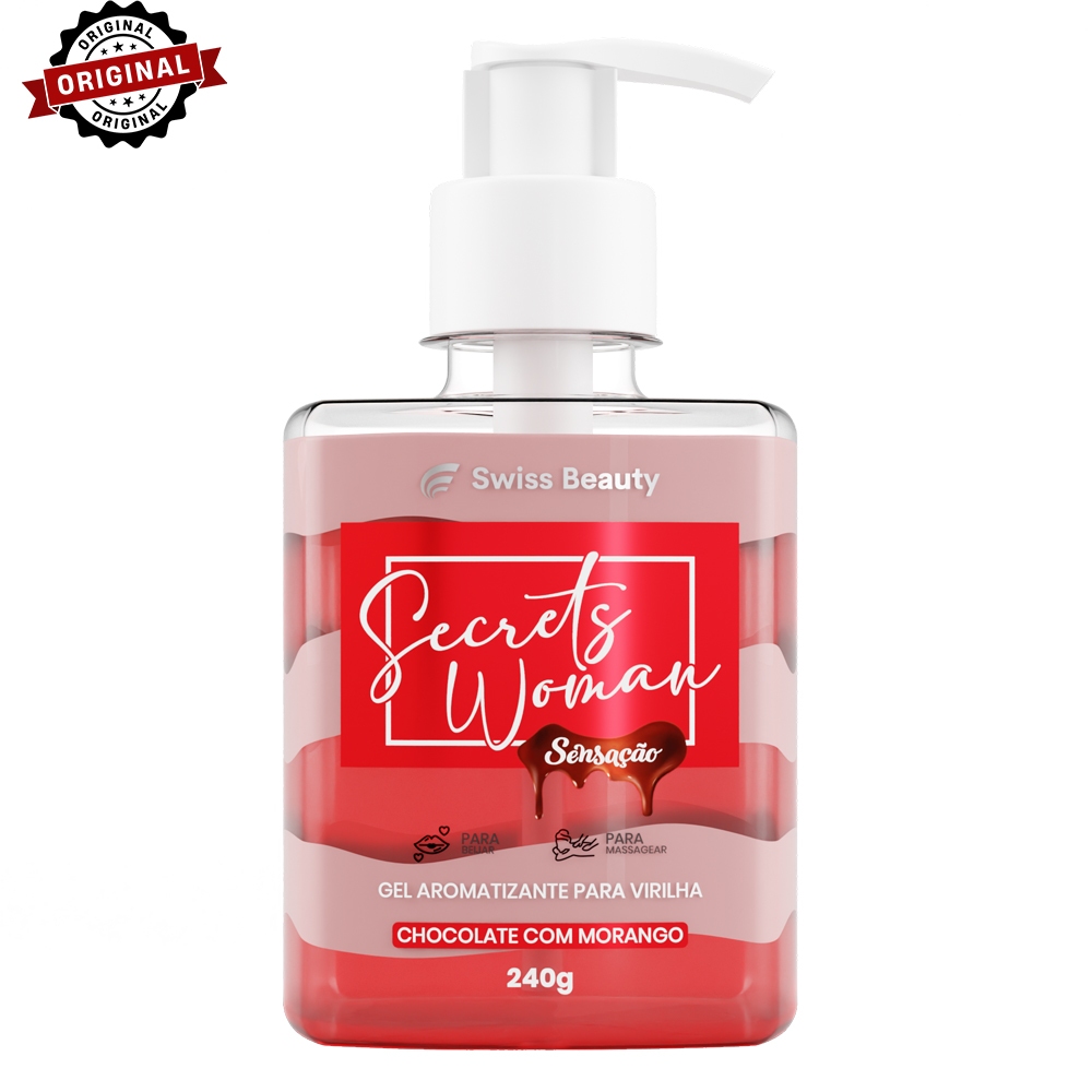 Gel Hidratante Beijável Sensação (Morango + Chocolate) Secrets Woman 240g SWISS BEAUTY BELKIT