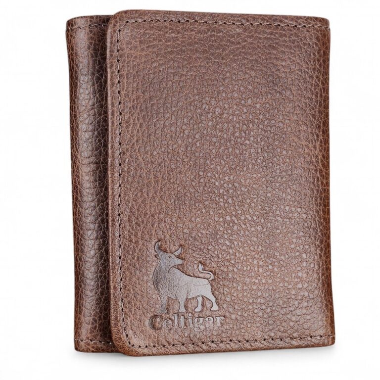 Carteira Masculina De Couro Legítimo Trifold Anti