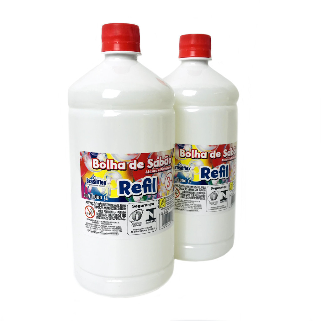 Kit 2 Refil 1L Líquido Bolhas de Sabão Perfumado Atóxico com Cheirinho Suave