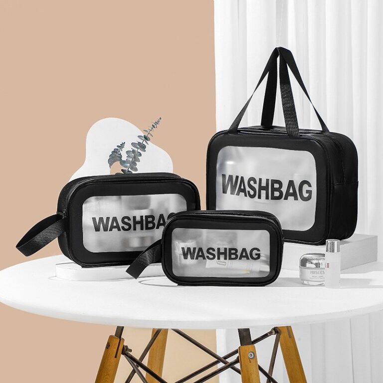 KIT 3 Necessaire Bolsa Portátil Transparente Para