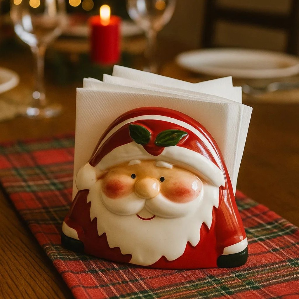 Porta Guardanapo em Ceramica 10cm Merry Christmas 24221 – Vencedor