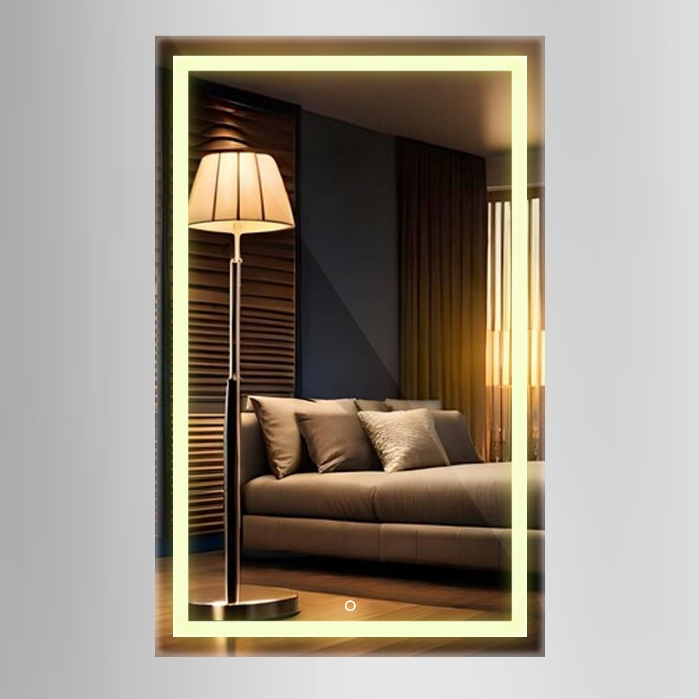 Espelho Grande Retangular Jateado com Led 70x50cm 