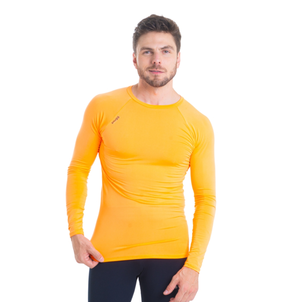 Camiseta Térmica Segunda Pele manga longa Proteção Solar UV50+ Esportiva Academia Unissex Snugg Lara