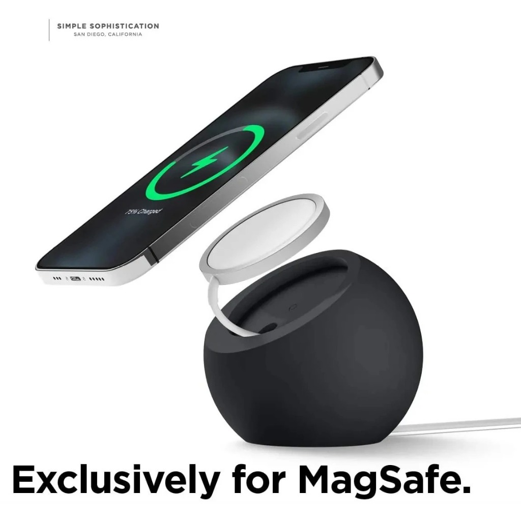 Kit 2 em 1 MagSafe Suporte Silicone + Carregador Sem Fio iPhone 8 X 11 12 13 14 15 16 17 Pro Max Ind