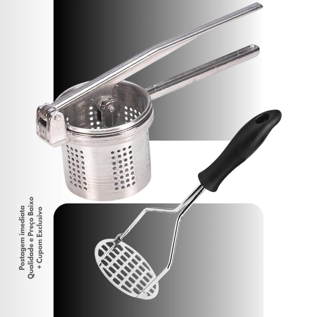 Espremedor de Batata com Cabo + Amassador de Batata Manual Inox
