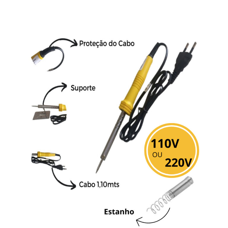 Kit Ferro De Solda Soldar Soldador 60w + Estranho
