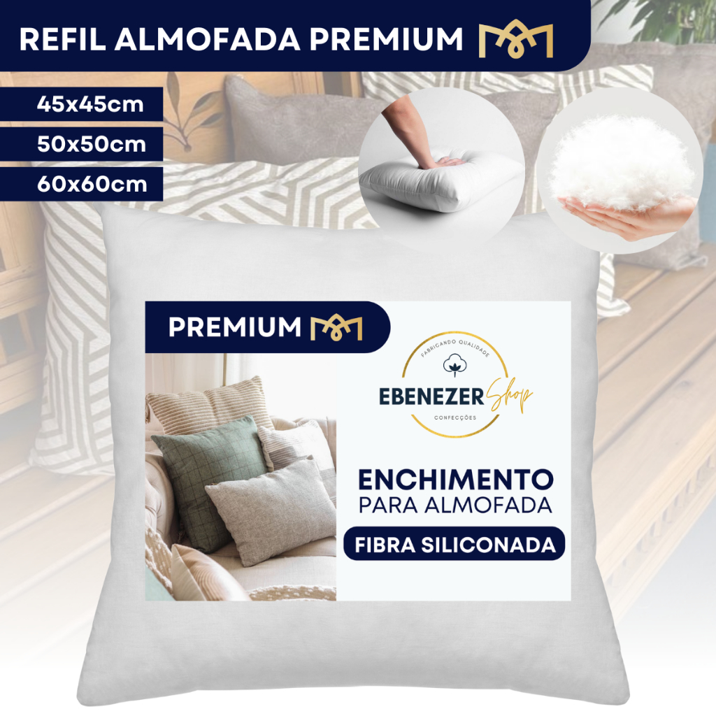 Kit 2,3,4 e 5 Enchimento Almofada Fibra Siliconada Refil AntiMofo Antialérgica 45×45, 50×50 60×60