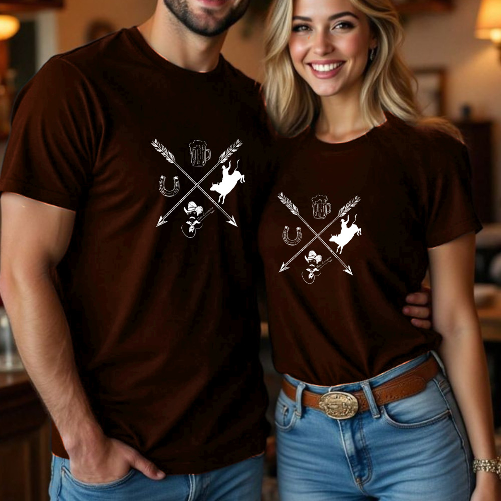 Camiseta Casal 1 Peça Flechas Agroboy Agrogirl Roça Peão