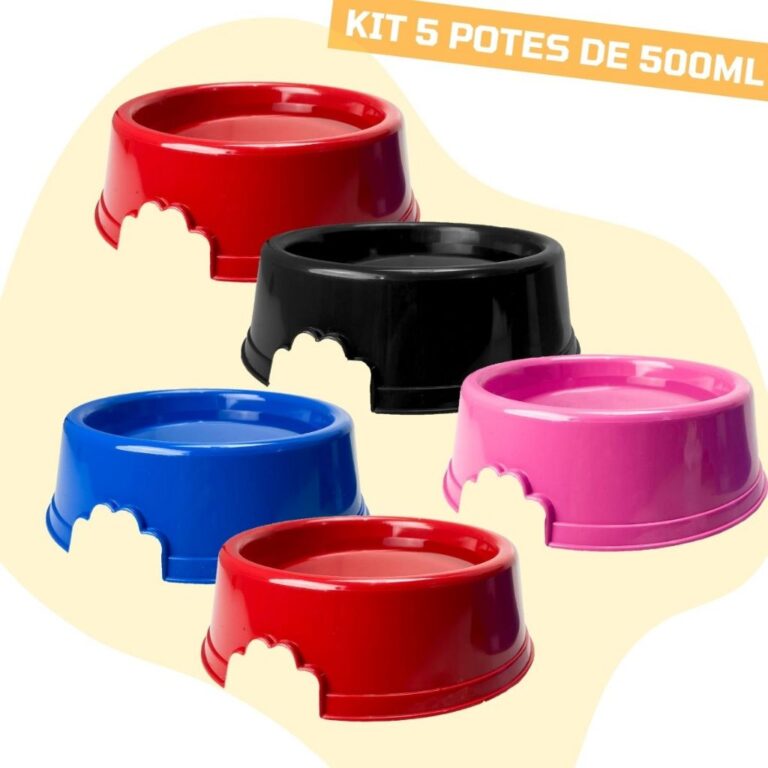Kit 5 Comedouros Grande 500ml Pet Cachorro Gato Po