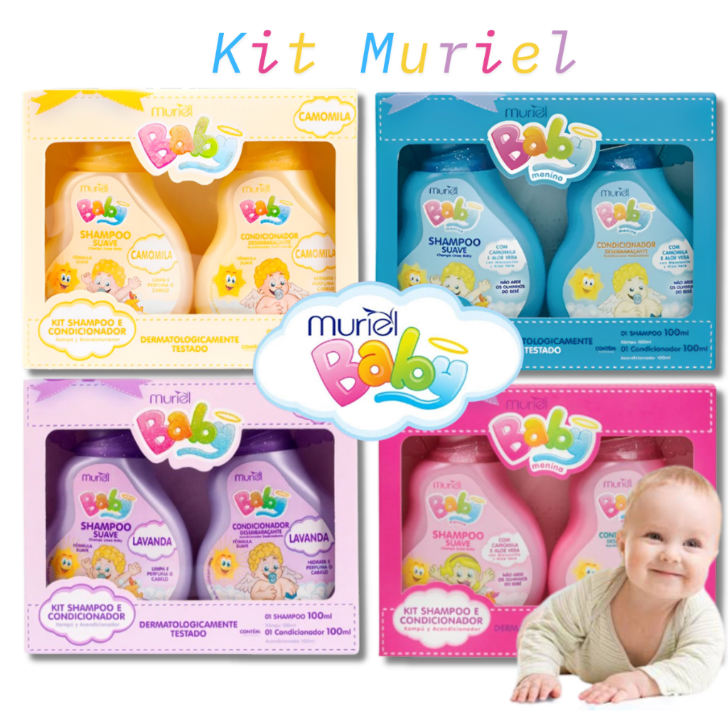 Kit Higiene Infantil Muriel baby Shampoo + Condicionador 100ML – (ESCOLHA O SEU) Embalagem Presente