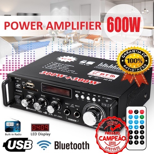 Super Amplificador 220v Bass  600W Bluetooth USB F