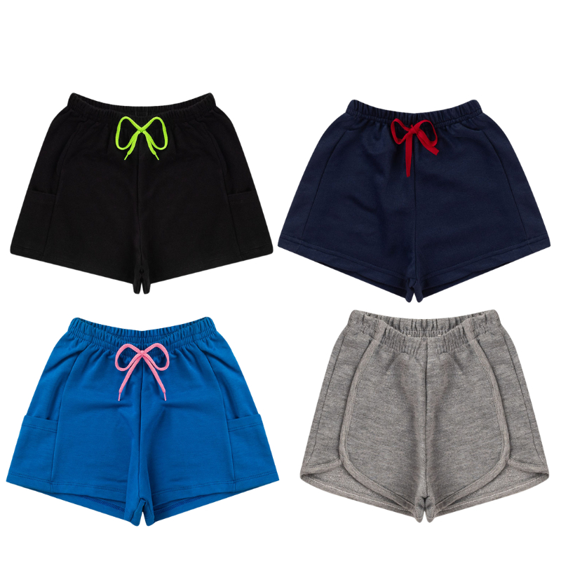 Moderninhos – Kit Com 3 Shorts Feminino Infantil – Tamanho 4 ao 14 em Promoção