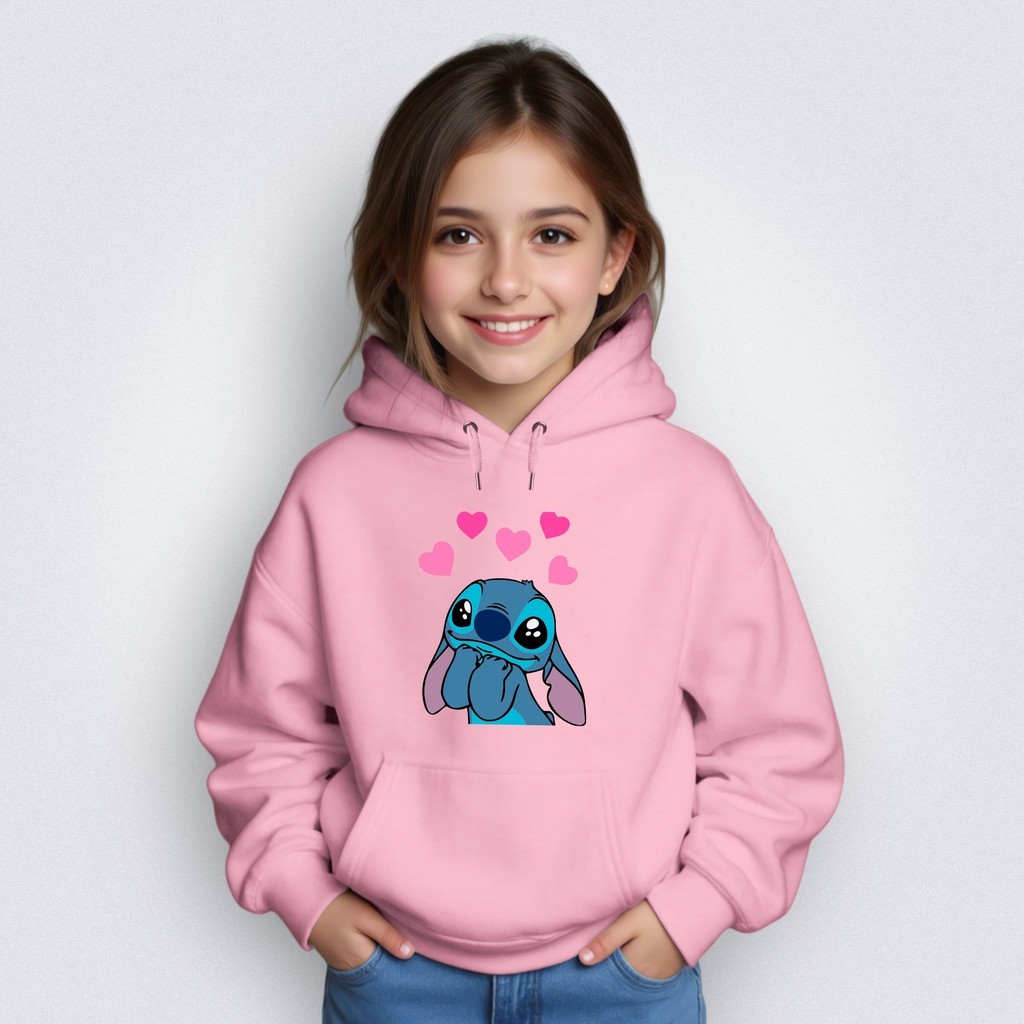 Moletom Infantil Canguru Bolso Capuz Sti-tch Apaixonado Lilo-sti-tch Desenho Filme Criança
