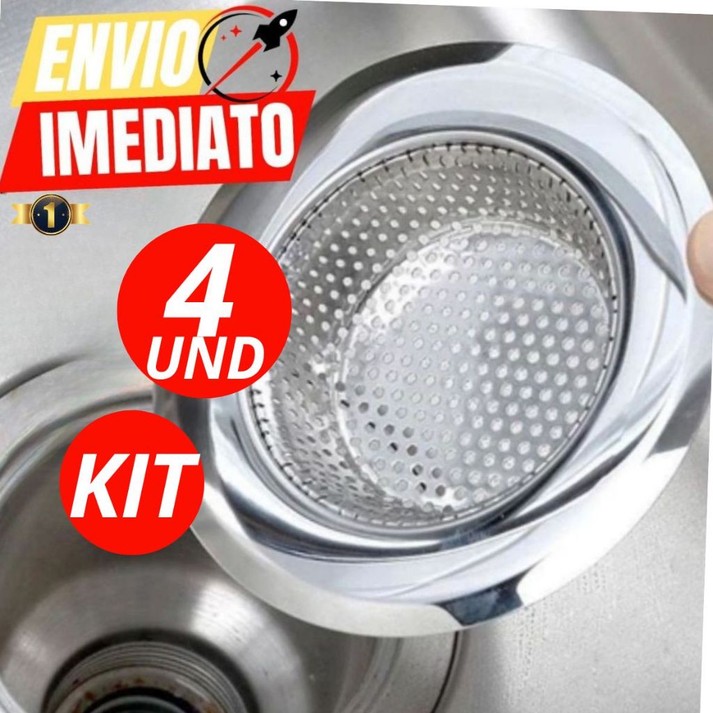 Kit Com 4 , OU 2 UNIDADES Ralinho Para Pia Cozinha Cuba 100%Inox 09 Cm Casa Cozinha Primeira Linha P