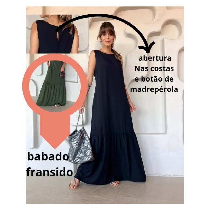 vestido longo tamanho P M G e GG