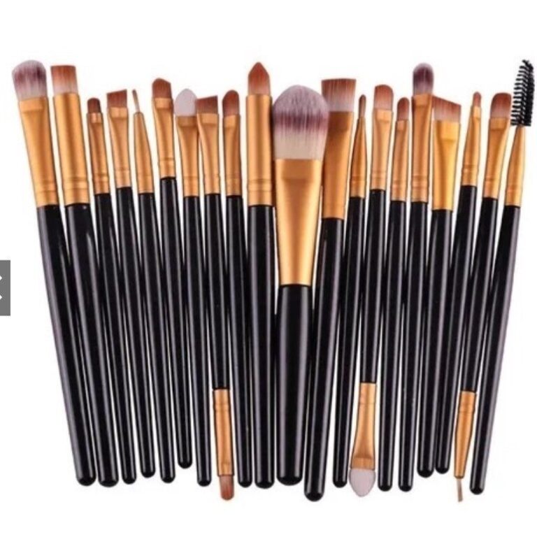 Kit 20 Pinceis Profissional Pincel Maquiagem Preto