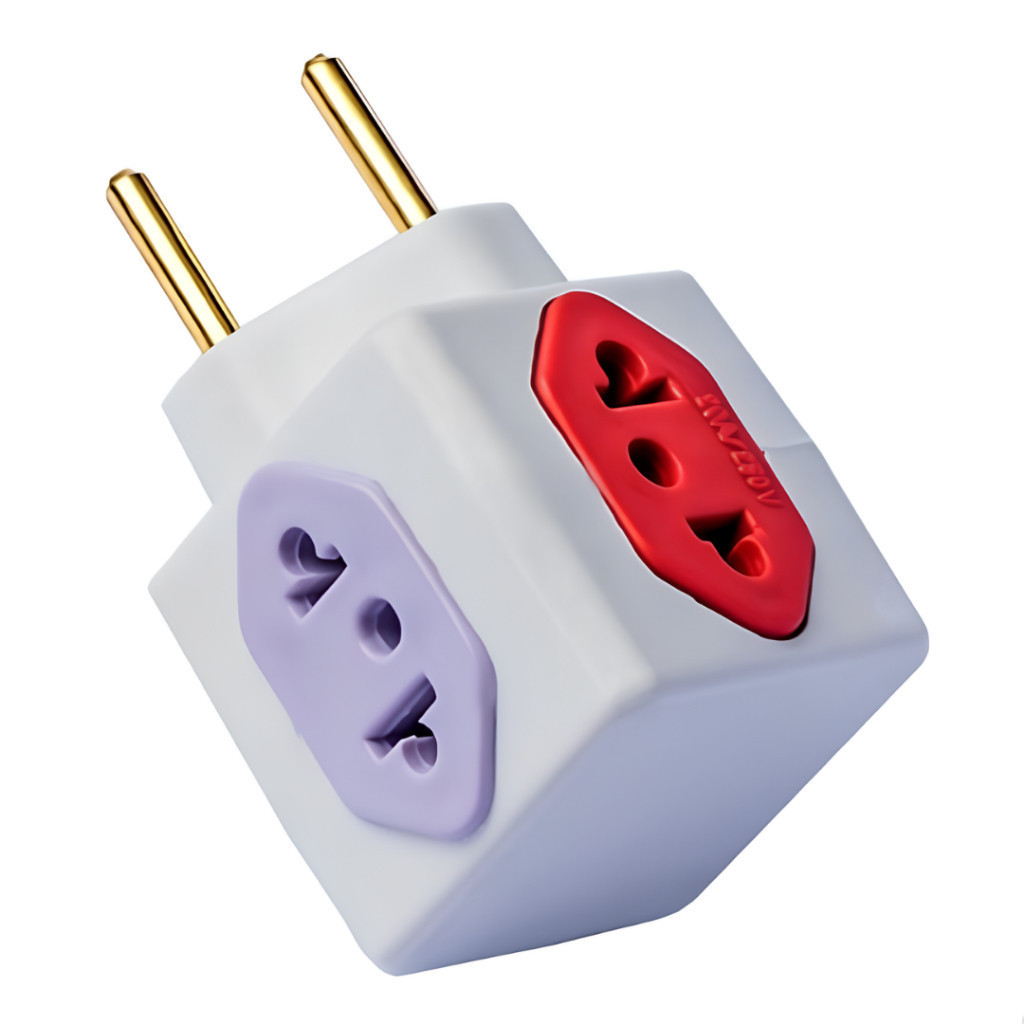 Adaptador de Tomada Benjamin CUBO 10A/20A Pino Maciço Resistente 4 Tomadas Colorida