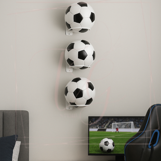 Kit 3 Suportes de Parede para Bola de Futebol + Pa