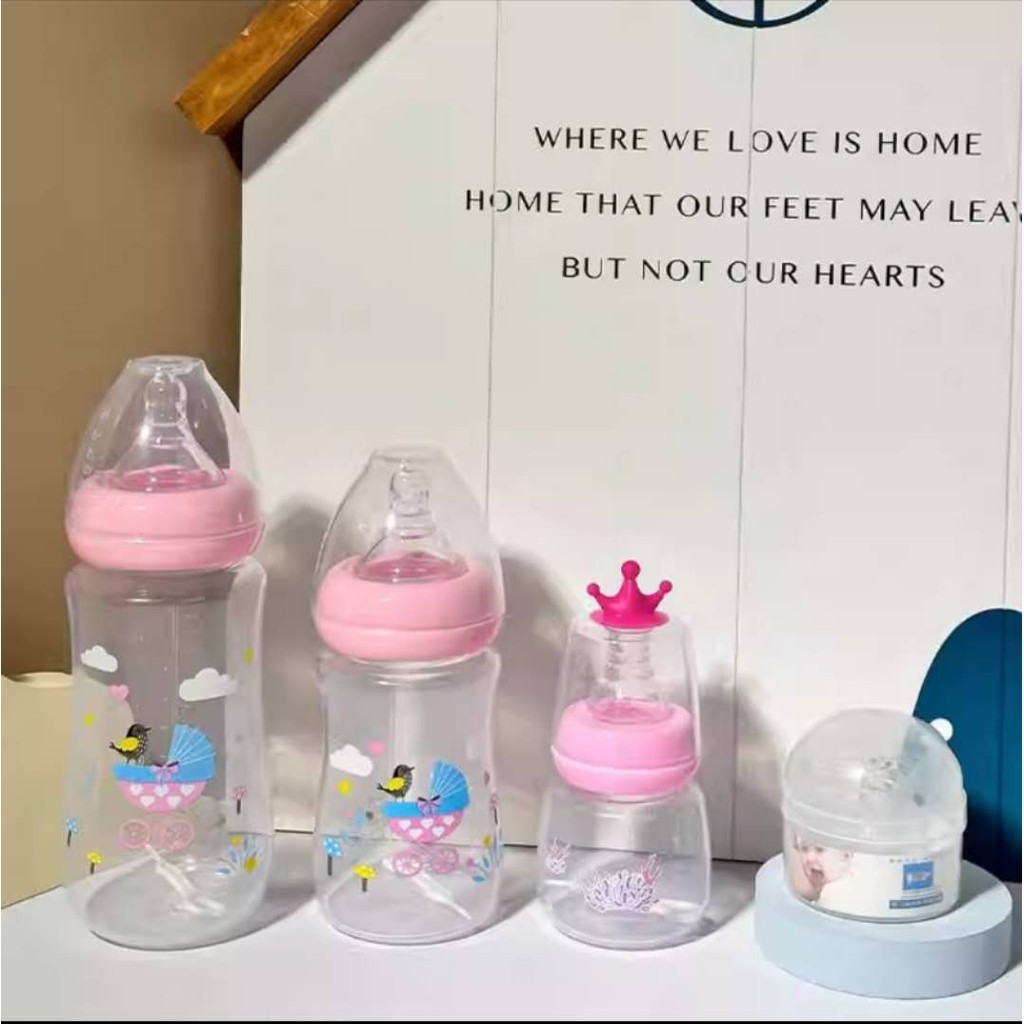 Kit 3 Mamadeiras bebê 60/180/300 ml Bico Redondo + Bicos de Refil Loong