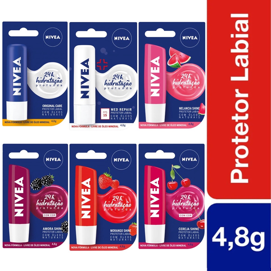 Protetor labial nivea 4,8g Kit com 2 Unidades ou Unitário