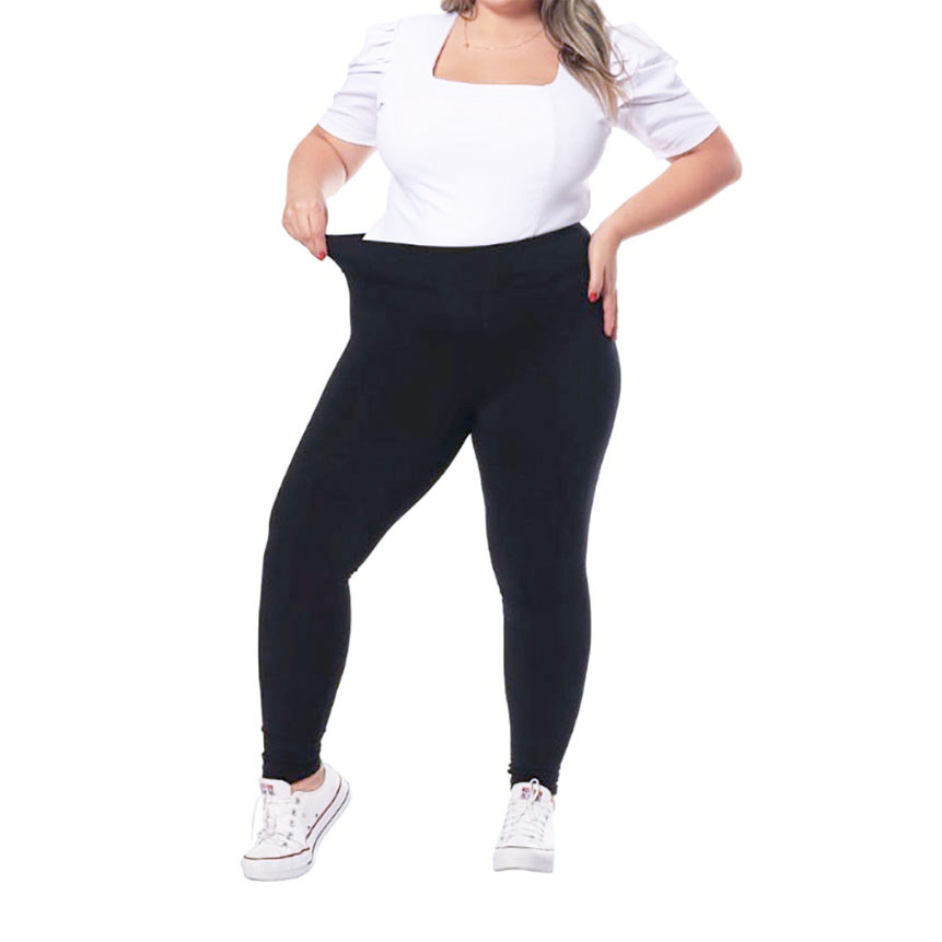 Calça Legging Plus Térmica Flanelada – Cós Alto Duplo: Modelo Plus Size Inverno – G1 ao G3