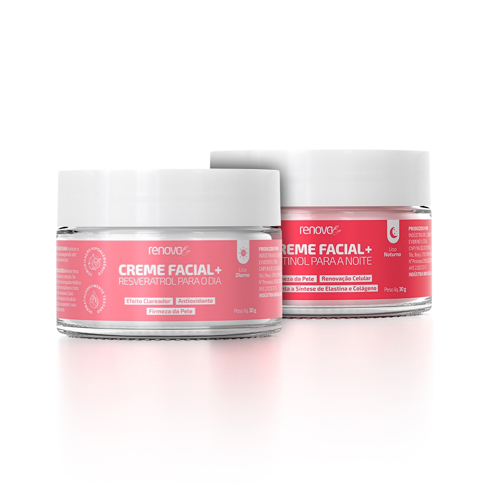 Creme Facial Retinol Noite e Resveratrol Dia – Renova Be