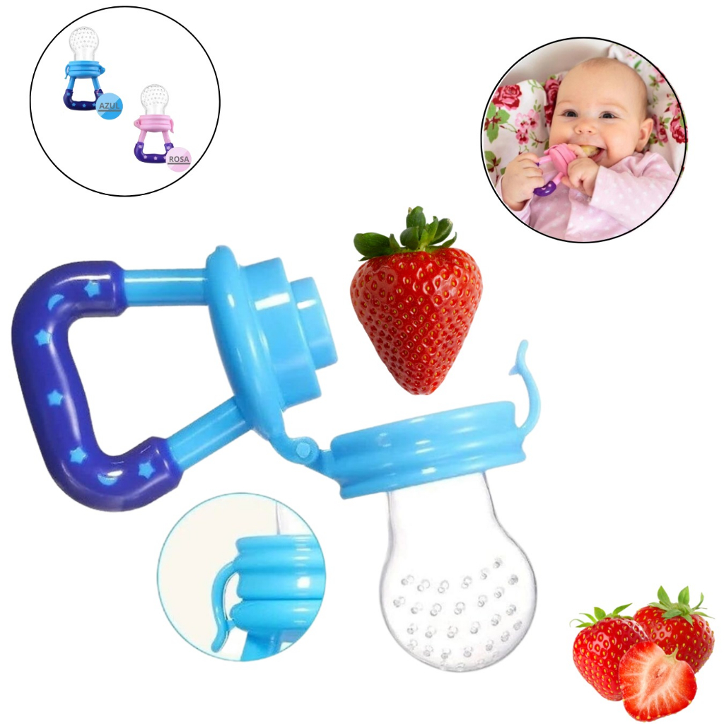 Chupeta Alimentadora Mordedor Bebê De Silicone Porta Fruta kit