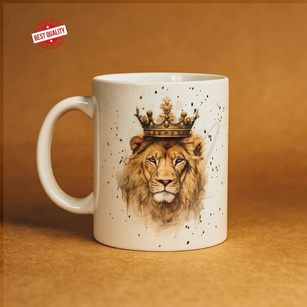 Caneca xícara de cerâmica porcelana Com Nome Leão De Judá Gospel Cristã Evangélica