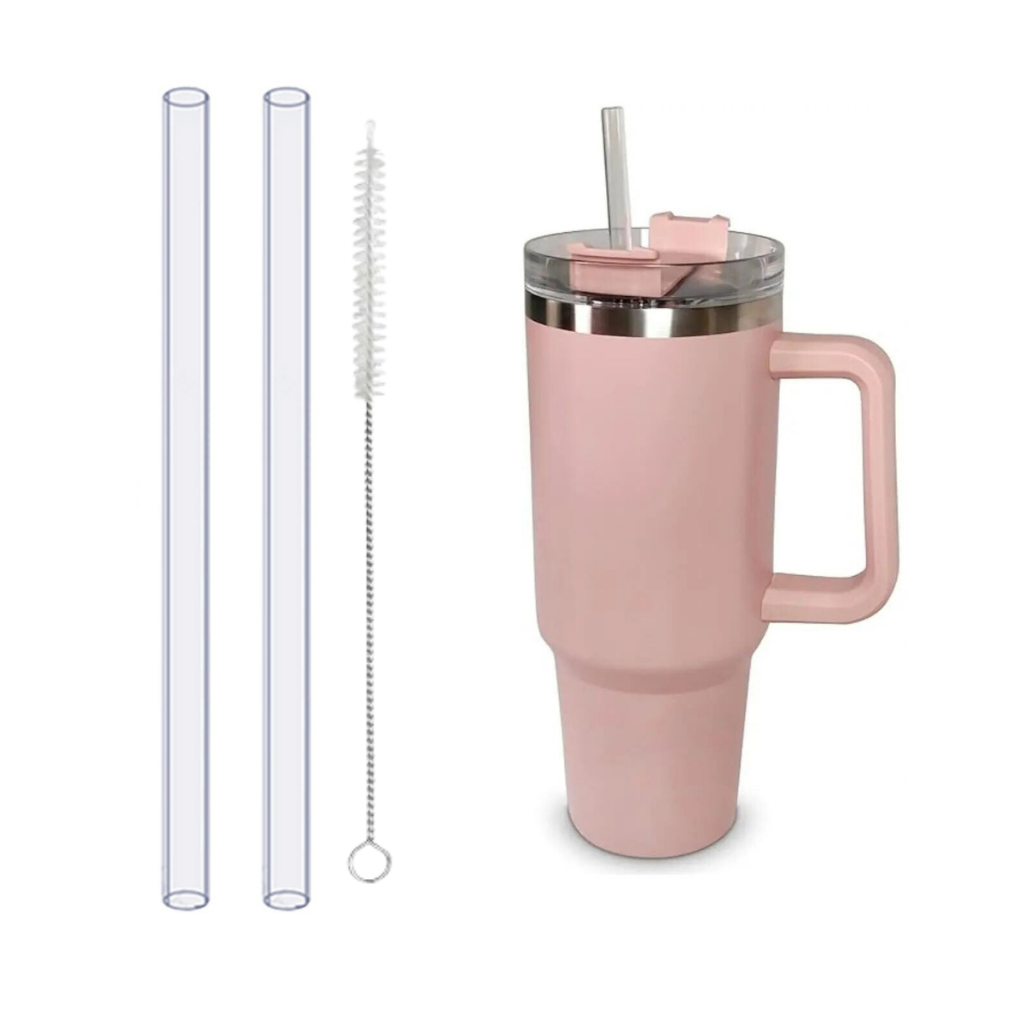 2 Canudos De Substituição + 1 Escovinha De Limpeza Reutilizável Para Copo Térmico