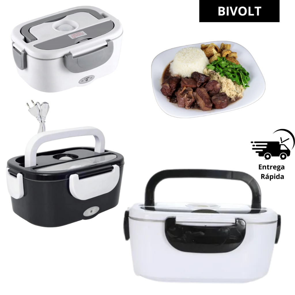 Marmita Elétrica Bivolt Portátil Com Alça 127v/ 220v Aquecedor Marmitex Viagem 40W
