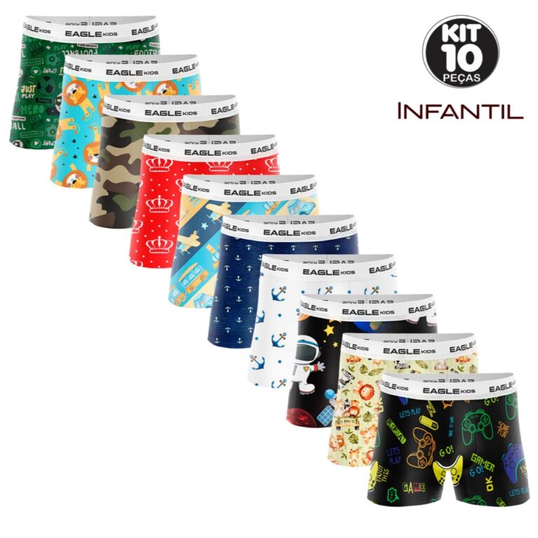 KIT C/ 10 CUECAS BOXERS INFANTIL