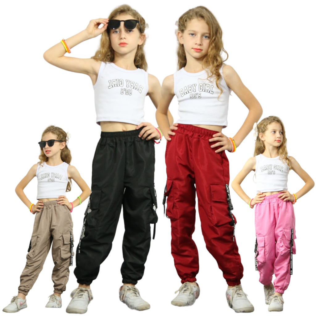 Calça Infantil Feminina Calça Jogger Cargo Para Crianças Unissex Juvenil Lançamento