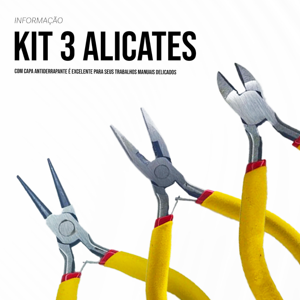 Kit Jogo de Alicates p/ Corte Eletrônico Artesanato E Bijuterias
