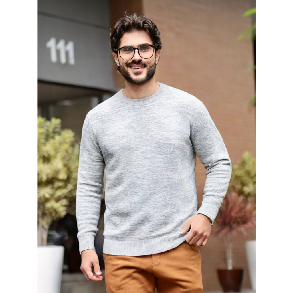 Outono e Inverno Tricot masculino algodão Sueter Casual tendencia Frio 2025 Blusa Manga Longa