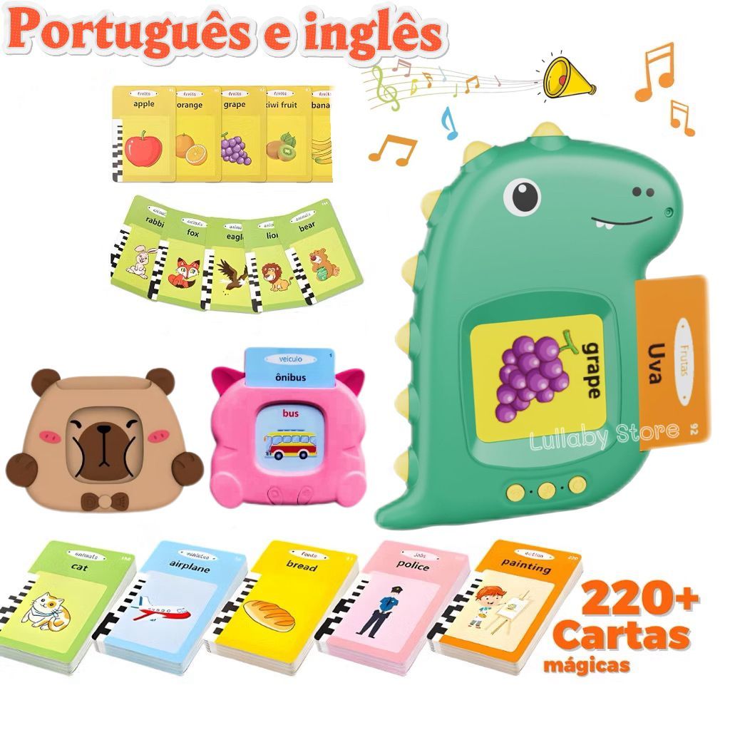 Brinquedo Pronúncia Portátil Máquina De Cartões De Aprendizagem Oral Kids Educational ToysPortuguês