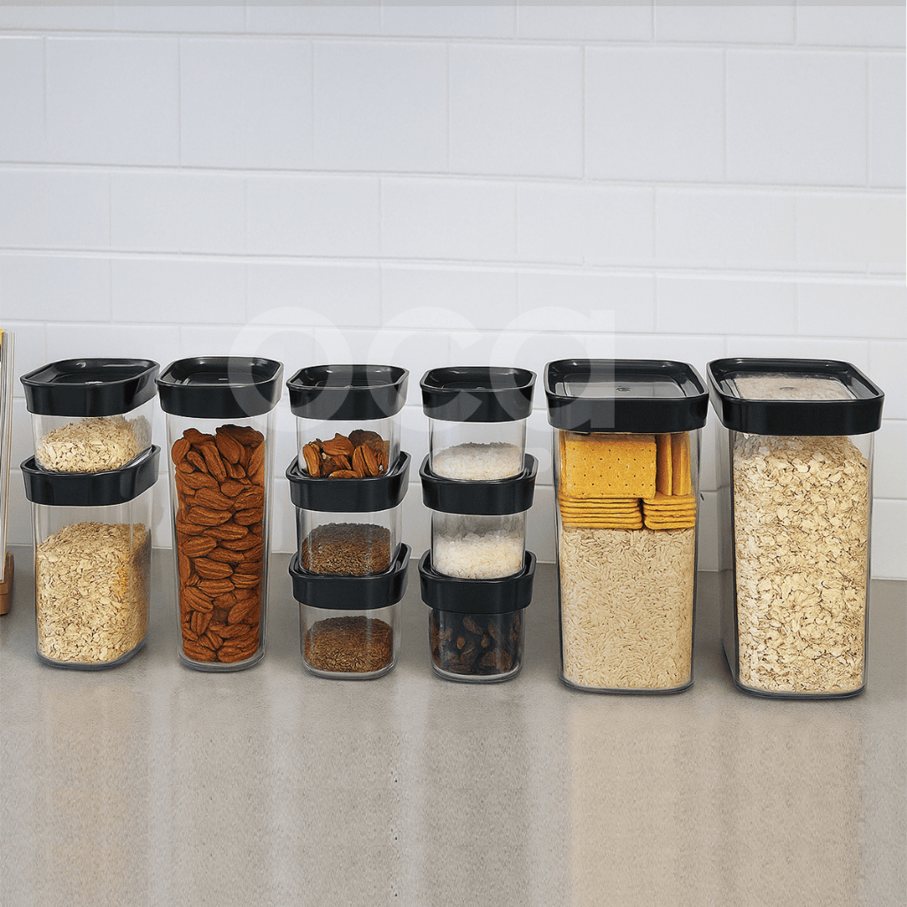 Kit Conjunto Cozinha com 12 Potes Herméticos para Mantimentos e Temperos – 12 peças