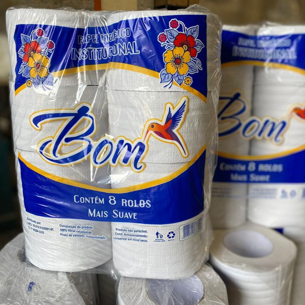 8 Rolos Papel higienico Grande Rolão Bom Folha Simples Grande Para Escritorios Comercios e Casa