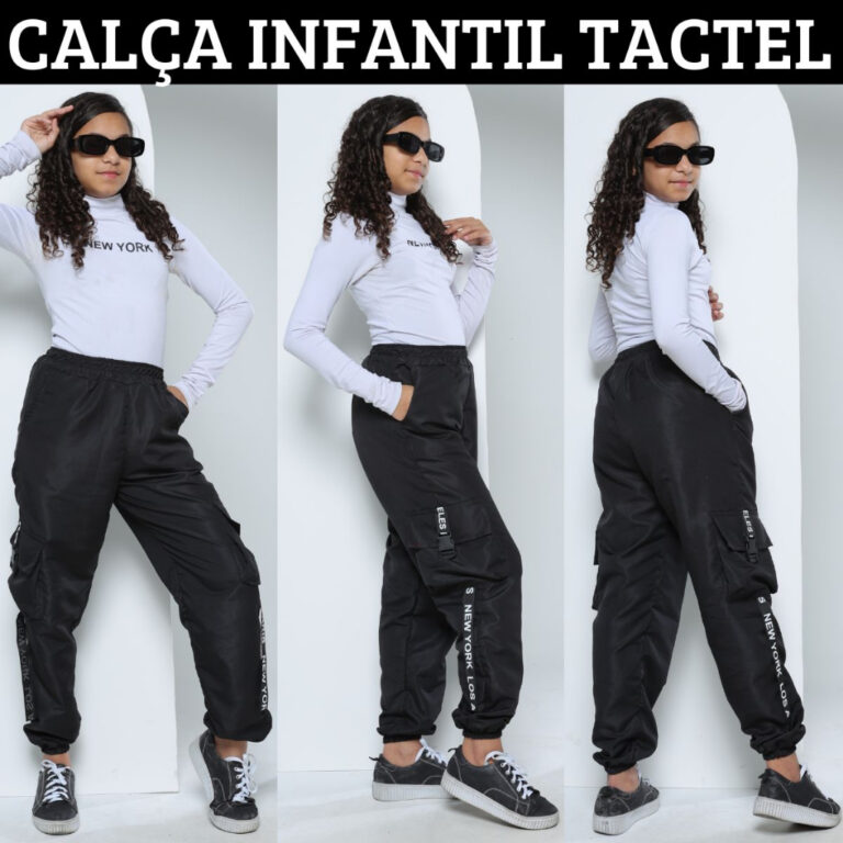 Calça Infantil Feminina Tactel Jogger Cargo Stree