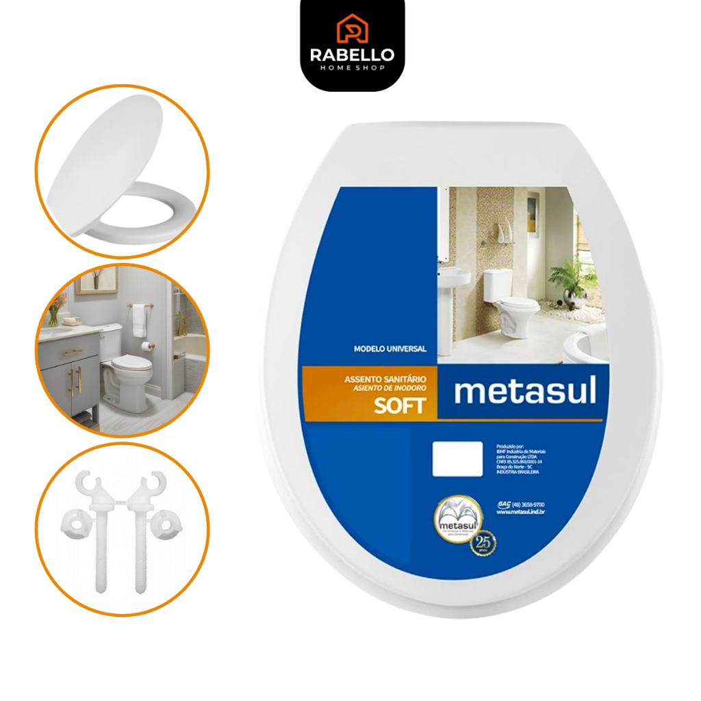 Assento Sanitário Tampa Vaso Oval Soft Básico Universal Deca Celite Incepa Icasa Redondo Branco