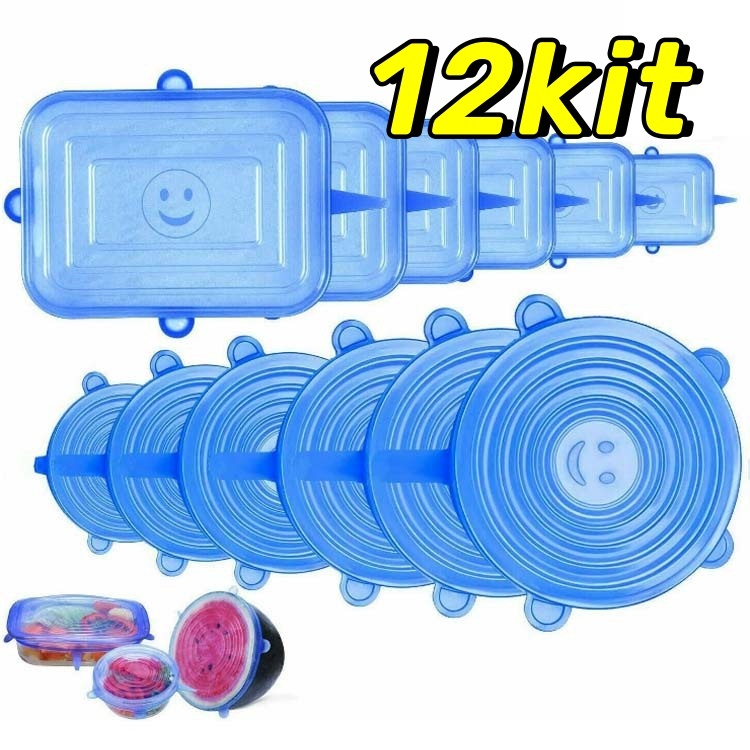 KIT 12 Tampa Silicone Reutilizável À Prova Sopa 