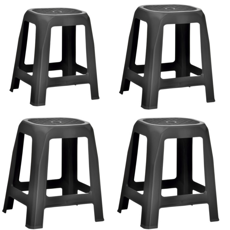 Banqueta Preta Plástico Resistente Santana –