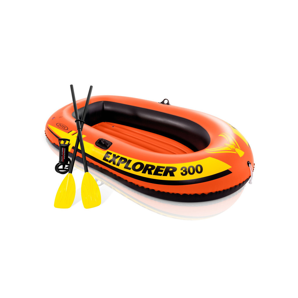 Bote Barco Inflavel com Remos e Bomba de Ar Manual Intex Explorer 300 211cm Resistente até 186kg