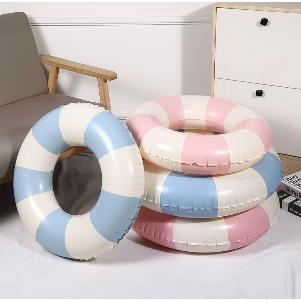 Boia Inflável Listrada AZUL/ROSA Criança Praia Piscina / Agua Parque aquático
