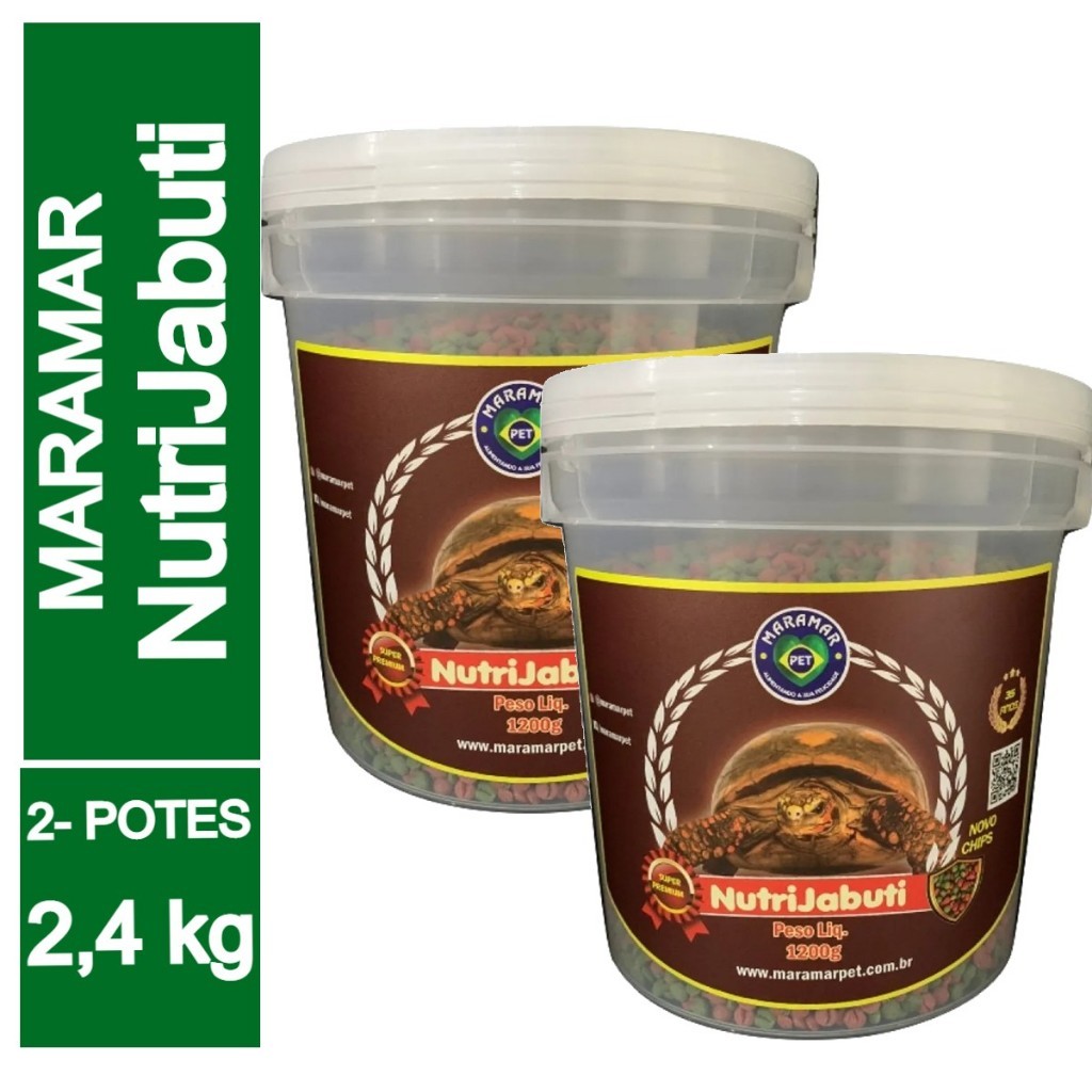 02- Potes De Ração Para Jabutis Maramar Nutrijabuti 1.2kg  = 2,4kg Para  Tartaruga Terrstre Jabuti e