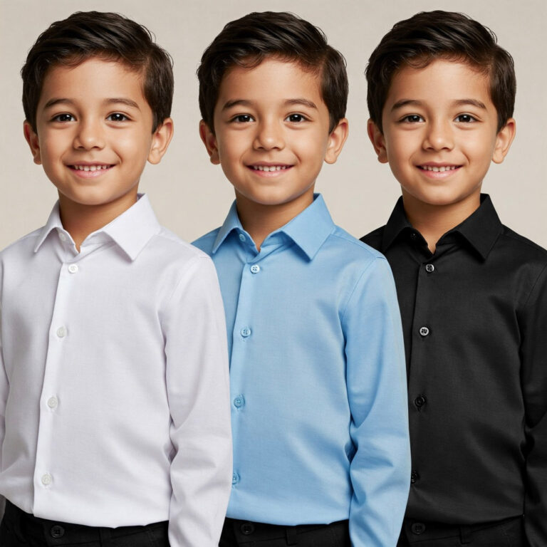 Camisa social infantil manga longa cor Preta, azul